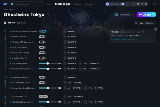 Captura de tela de cheats do Ghostwire: Tokyo