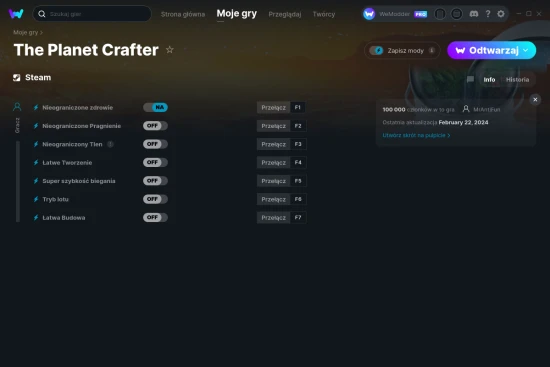 cheaty The Planet Crafter zrzut ekranu