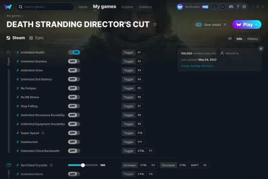 DEATH STRANDING DIRECTOR'S CUT cheats screenshot