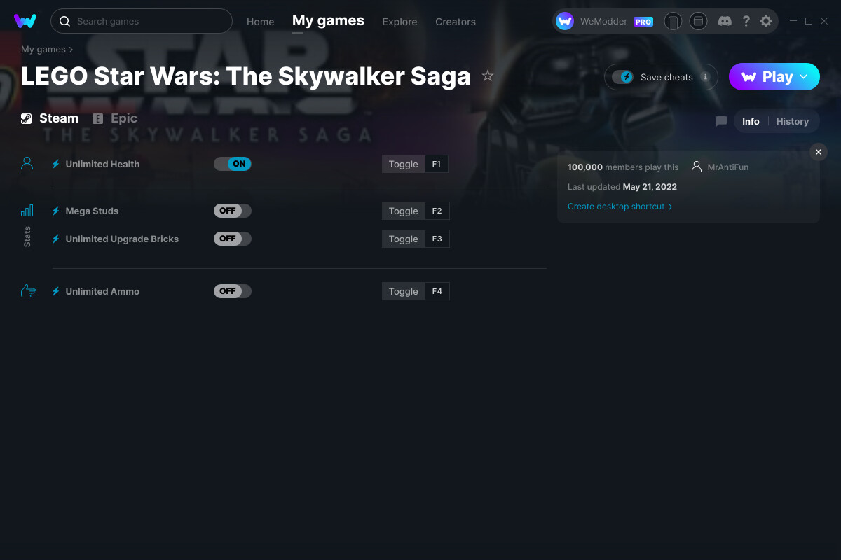LEGO Star Wars The Skywalker Saga Cheats and Trainer for Epic Games
