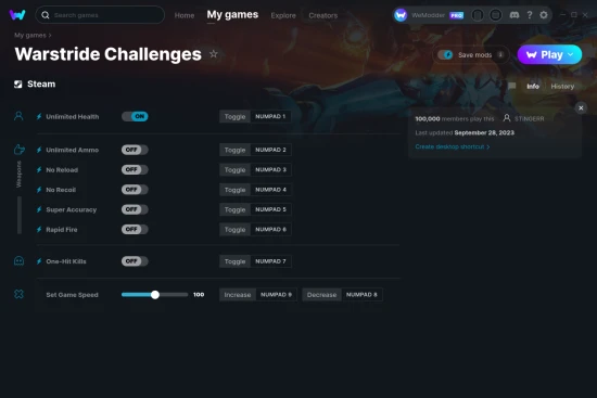 Warstride Challenges cheats screenshot