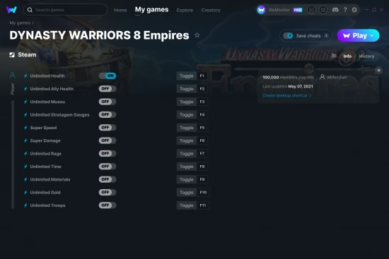 DYNASTY WARRIORS 8 Empires cheats screenshot