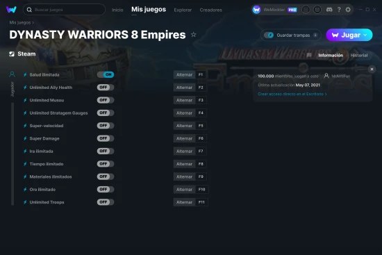 captura de pantalla de las trampas de DYNASTY WARRIORS 8 Empires