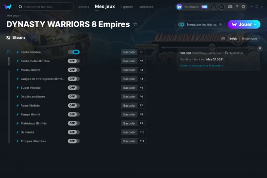 Capture d'écran de triches de DYNASTY WARRIORS 8 Empires