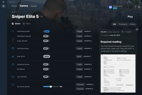 Sniper Elite 5 cheats screenshot