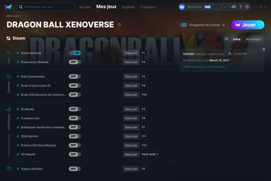 Capture d'écran de triches de DRAGON BALL XENOVERSE