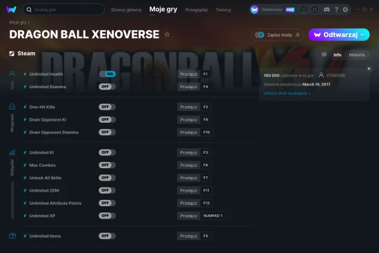 cheaty DRAGON BALL XENOVERSE zrzut ekranu