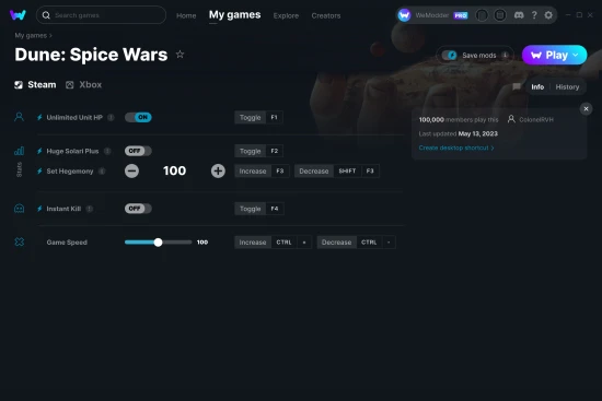 Dune: Spice Wars cheats screenshot