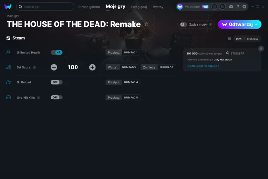 cheaty THE HOUSE OF THE DEAD: Remake zrzut ekranu