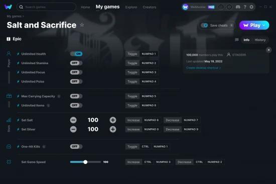 Salt and Sacrifice cheats screenshot