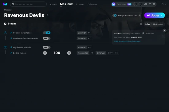 Capture d'écran de triches de Ravenous Devils