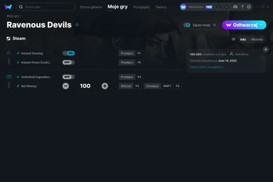 cheaty Ravenous Devils zrzut ekranu