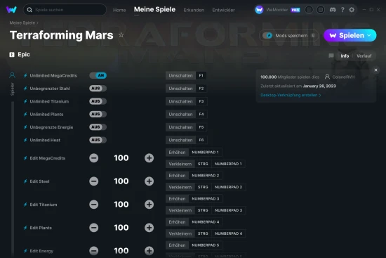 Terraforming Mars Cheats Screenshot