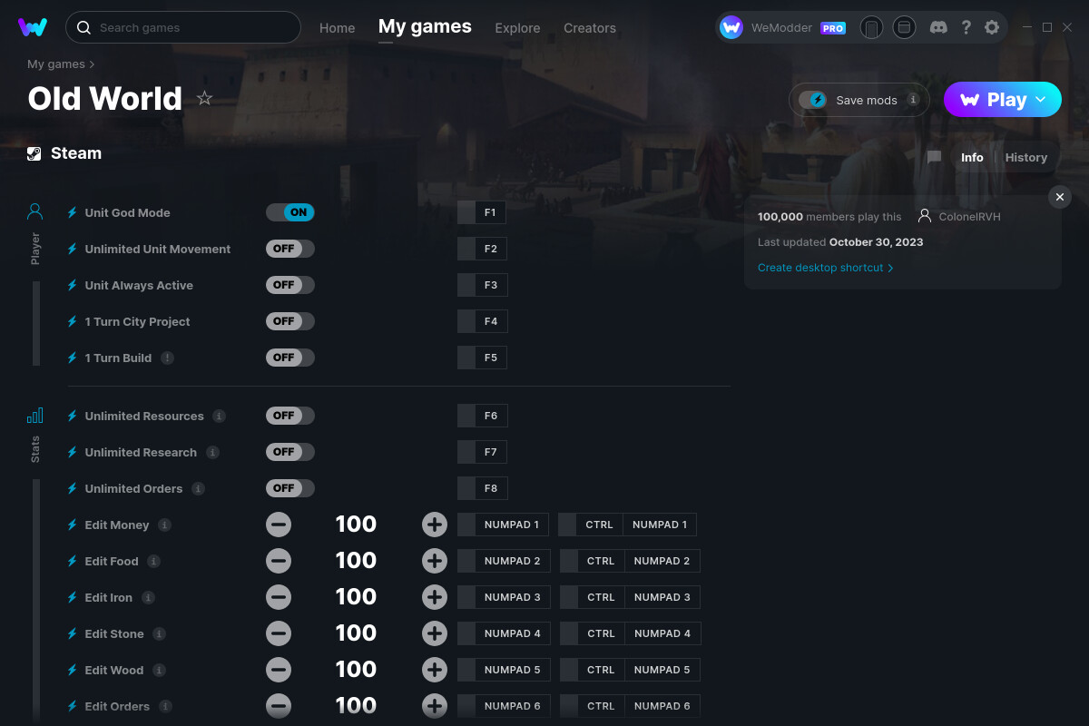 Old World Cheats and Trainer for Steam - Trainers - WeMod Community