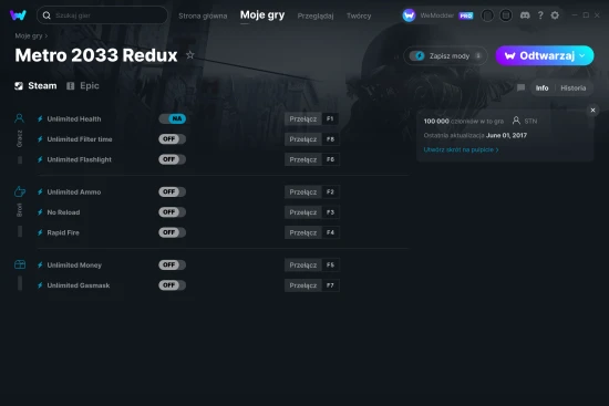 cheaty Metro 2033 Redux zrzut ekranu