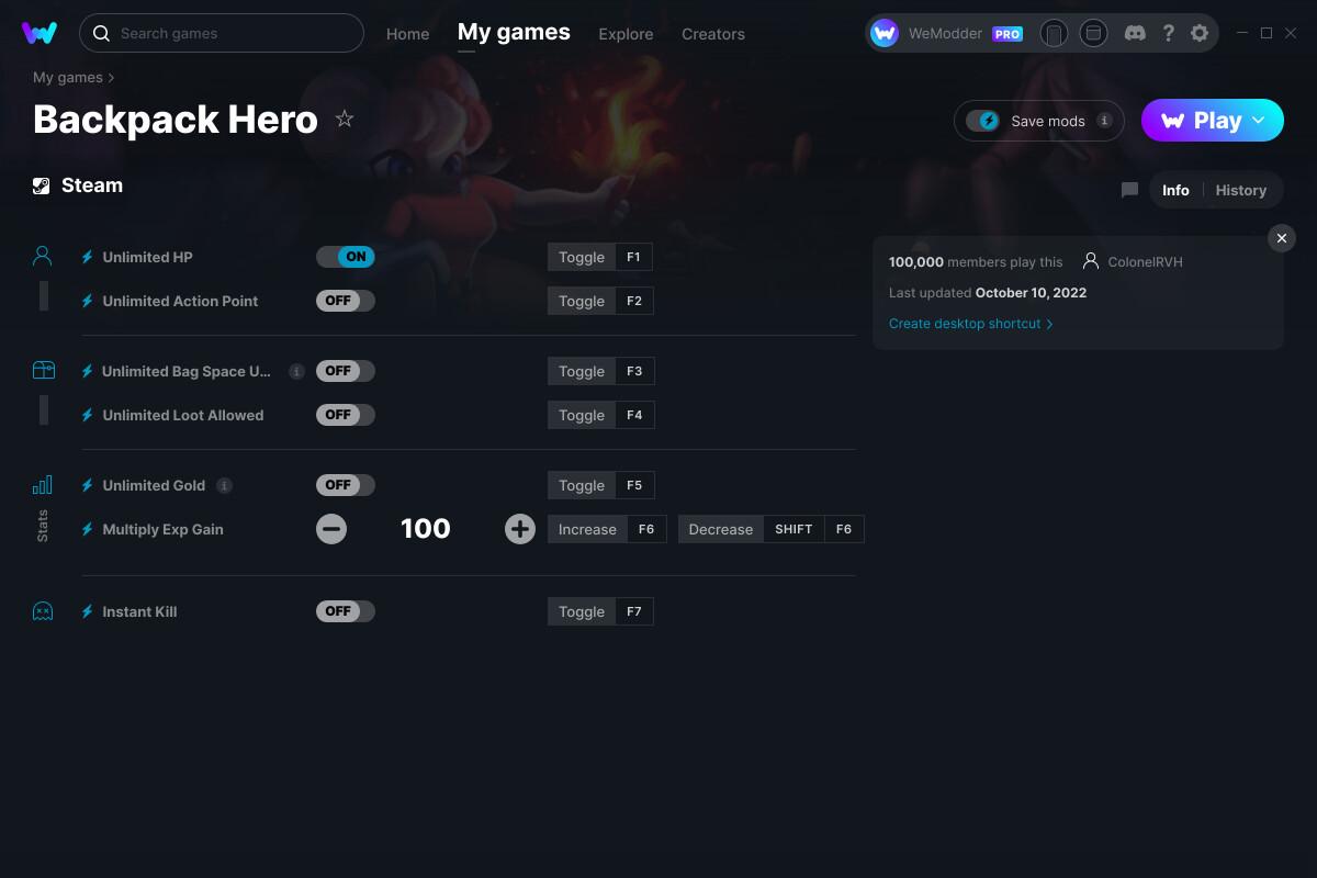 Backpack Hero Cheats and Trainer for Steam Trainers WeMod Community