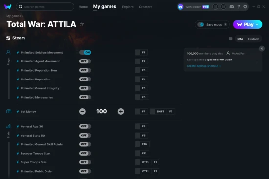 Total War: ATTILA cheats screenshot