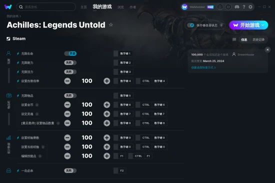 Achilles: Legends Untold 修改器截图