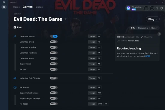 Evil Dead: The Game cheats screenshot