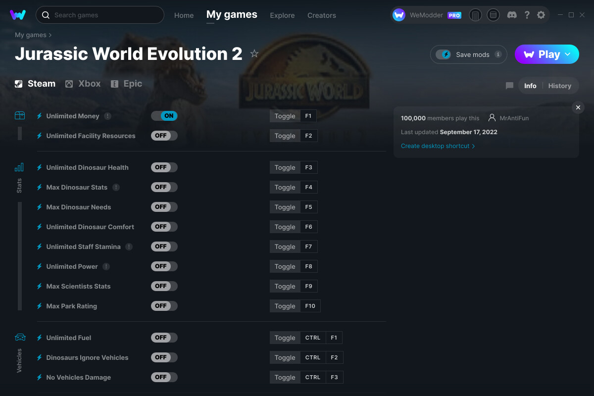 Jurassic World Evolution 2 Cheats and Trainer for Xbox Trainers WeMod Community