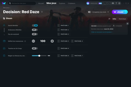 Capture d'écran de triches de Decision: Red Daze