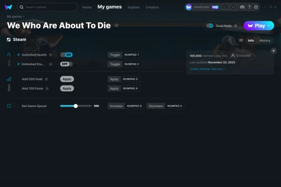 We Who Are About To Die cheats screenshot