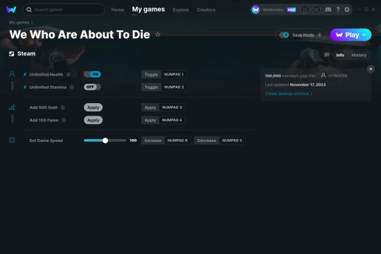 We Who Are About To Die cheats screenshot