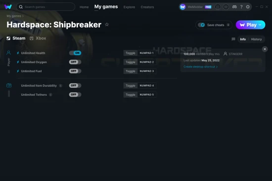 Hardspace: Shipbreaker cheats screenshot