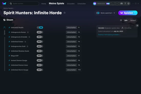 Spirit Hunters: Infinite Horde Cheats Screenshot