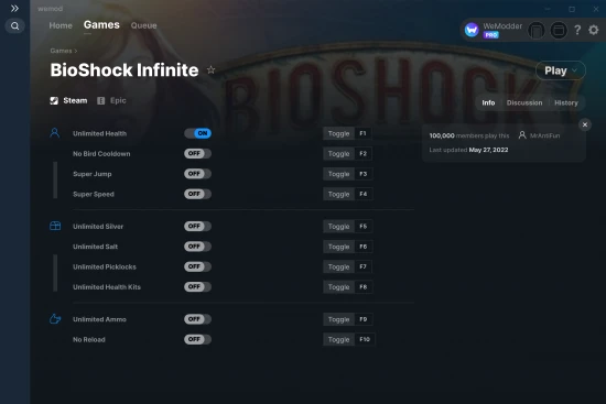 BioShock Infinite cheats screenshot