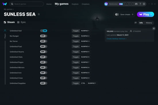 SUNLESS SEA cheats screenshot