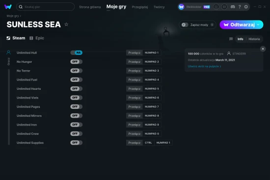 cheaty SUNLESS SEA zrzut ekranu