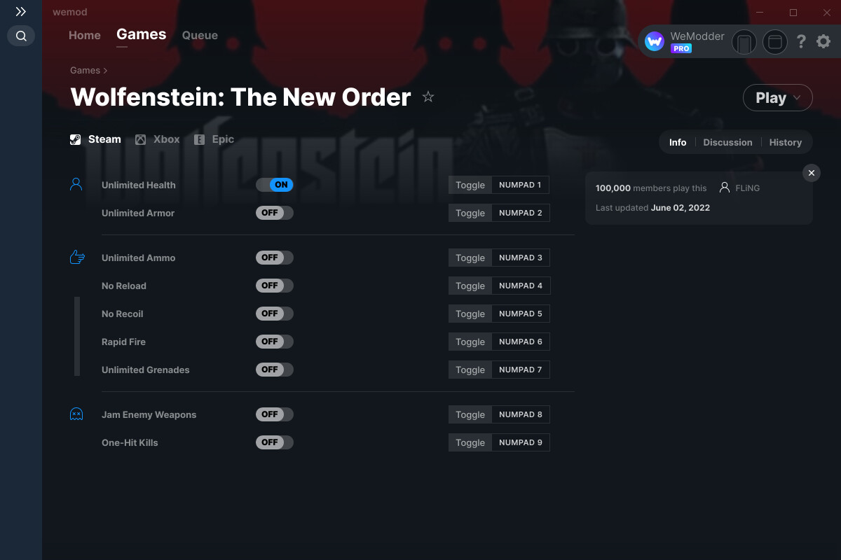Wolfenstein The New Order Cheats and Trainer for Epic Games Trainers