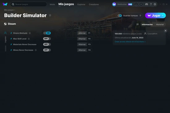 captura de pantalla de las trampas de Builder Simulator