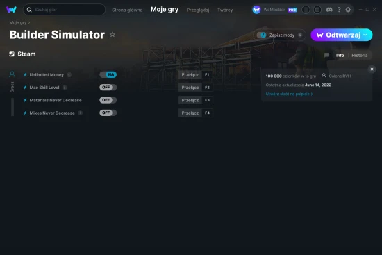 cheaty Builder Simulator zrzut ekranu