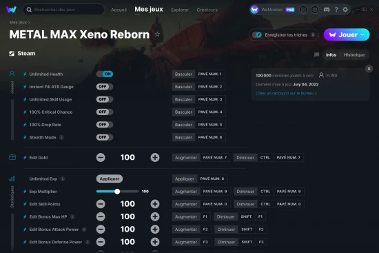 Capture d'écran de triches de METAL MAX Xeno Reborn
