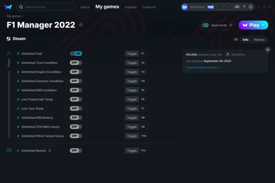 F1 Manager 2022 cheats screenshot