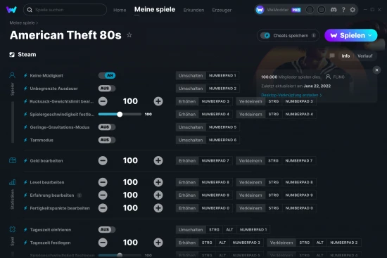 American Theft 80s Cheats Screenshot