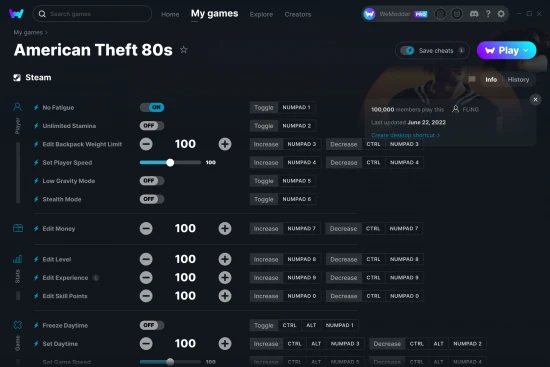 American Theft 80s cheats screenshot