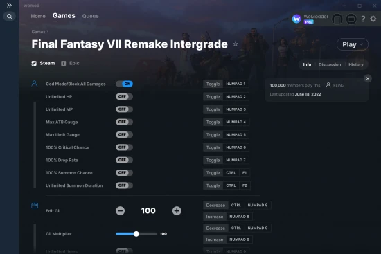 Final Fantasy VII Remake Intergrade cheats screenshot