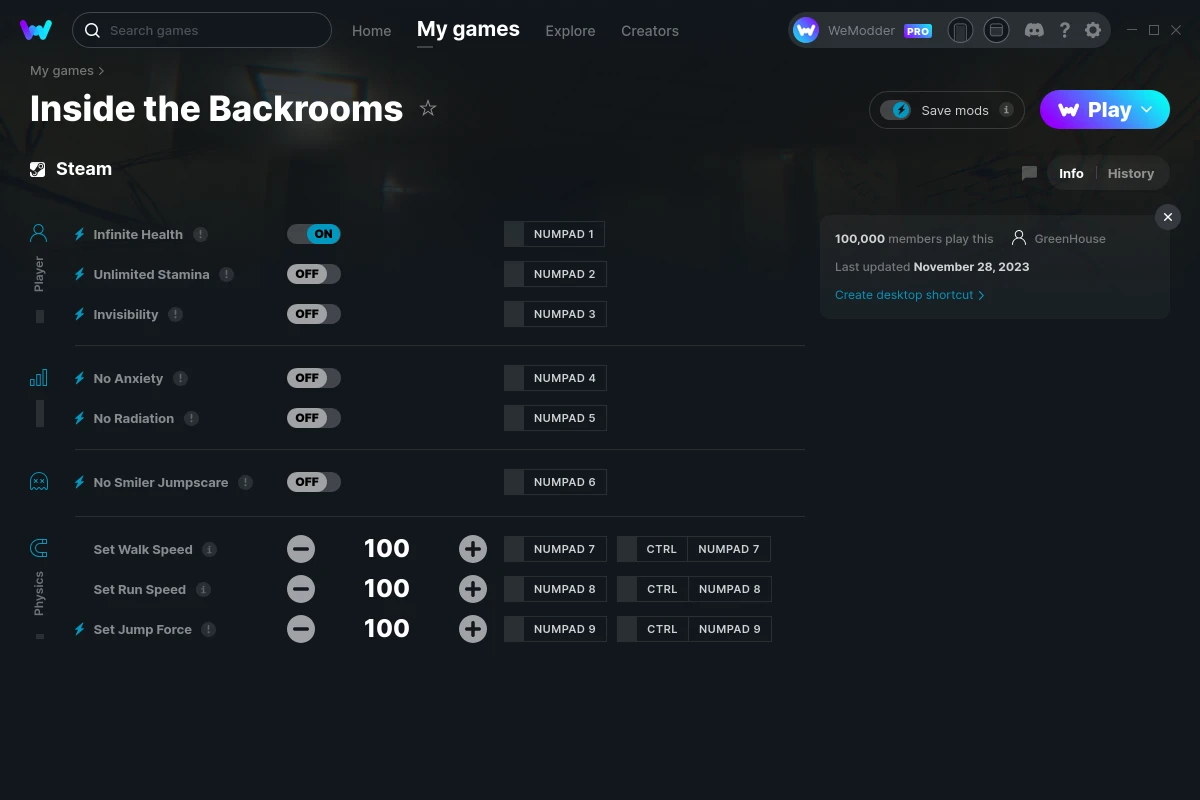 Release] Inside the Backrooms Infinite Stamina CT