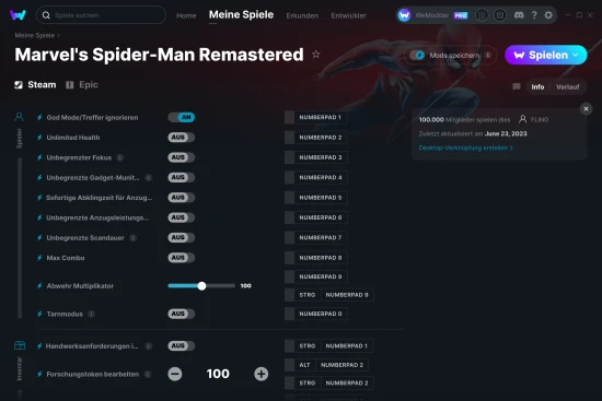 Marvel's Spider-Man Remastered Cheats Screenshot