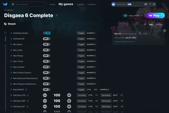 Disgaea 6 Complete cheats screenshot