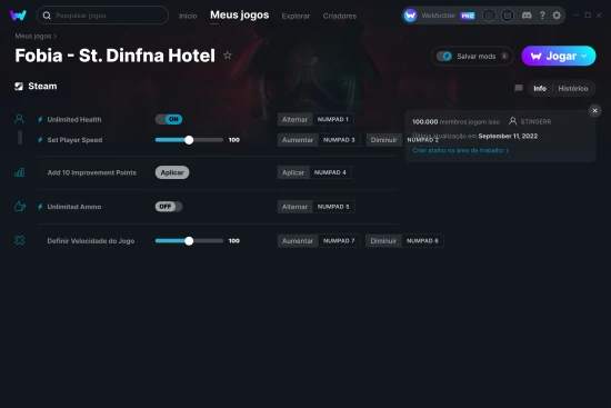 Captura de tela de cheats do Fobia - St. Dinfna Hotel