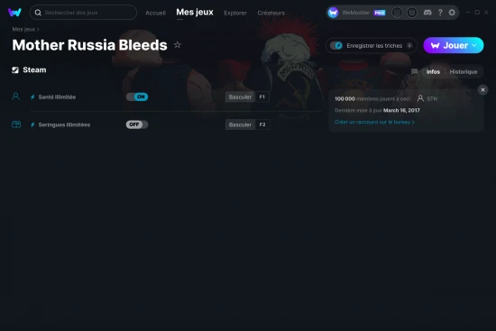 Capture d'écran de triches de Mother Russia Bleeds