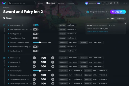 Capture d'écran de triches de Sword and Fairy Inn 2