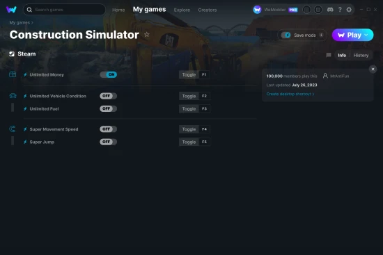 Construction Simulator cheats screenshot