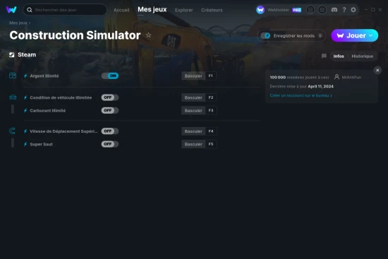 Capture d'écran de triches de Construction Simulator
