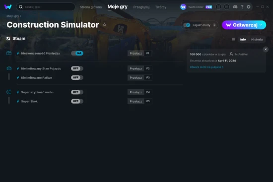 cheaty Construction Simulator zrzut ekranu