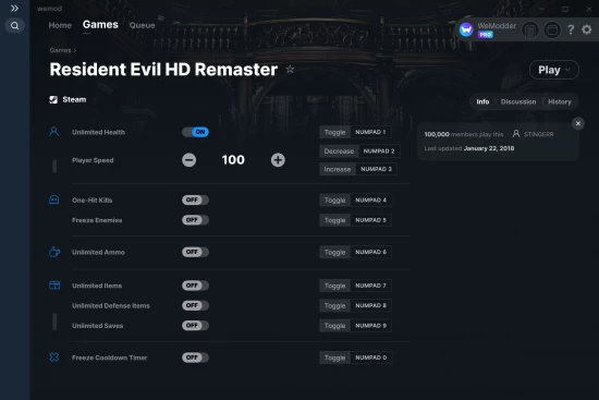Resident Evil HD Remaster cheats screenshot